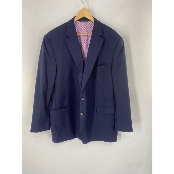 Jack Victor Napoli CT wool 2 button sport coat sz 51 R STRIPPED NAVY BLUE - Picture 1 of 7